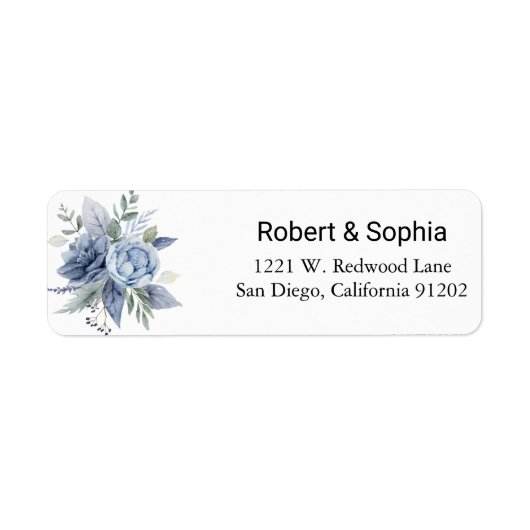 Dusty Blue Floral Return Address Label (Vorne)