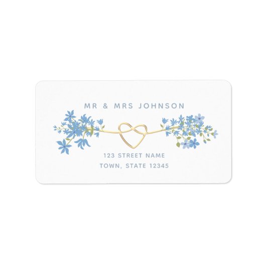 Dusty Blue Floral Return Address Label Adressaufkleber (Vorne)