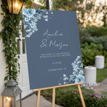 Dusty Blue Floral Reversable Wedding Welcome 