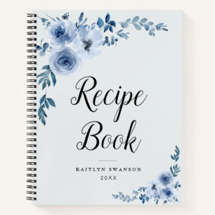 Dusty blue floral Rezept Buch