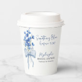 Dusty Blue Floral Ribbon Bow Brautparty Party Pappbecher (Vorderseite)