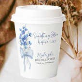 Dusty Blue Floral Ribbon Bow Brautparty Party Pappbecher