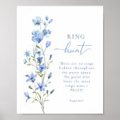 Dusty Blue Floral Ring Brautparty Game Poster (Vorne)
