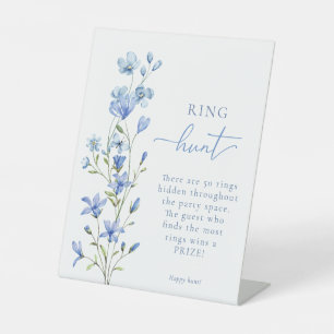 Dusty Blue Floral Ring Brautparty Game Sockelschild