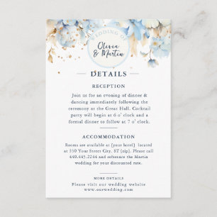 Dusty Blue Floral Romance Details Umschließungskar Begleitkarte