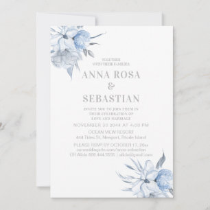 *~* Dusty Blue Floral Rose AR15 WEDDING RSVP + In Einladung