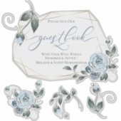 Dusty Blue Floral Rose DIY Gästebuchaufkleber Aufkleber (Vorderseite)
