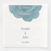 Dusty Blue Floral Rose Elegante Hübsche Coole Hoch Serviette (Vorderseite)