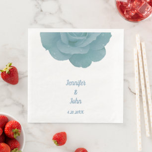 Dusty Blue Floral Rose Elegante Hübsche Coole Hoch Serviette