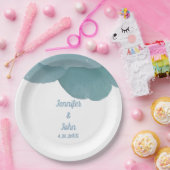 Dusty Blue Floral Rose Elegante Trendy Wedding Pappteller (Party)