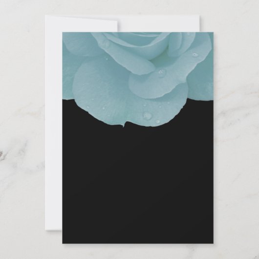 Dusty Blue Floral Rose Schwarz-weiß Coole Hochzeit Einladung (Rückseite)