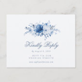 Dusty Blue Floral RSVP Card Karte (Vorderseite)
