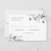 Dusty Blue Floral RSVP Card Karte (Vorderseite)