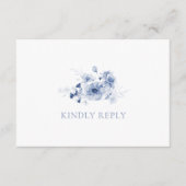 Dusty Blue Floral RSVP Card with QR Code Begleitkarte (Vorderseite)