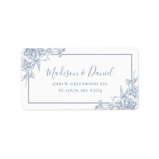 Dusty Blue Floral Rücksendeadresse Adressaufkleber (Vorne)