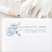 Dusty Blue Floral Rücksendeadresse Elegantes Skrip (Insitu)