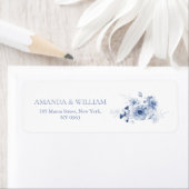 Dusty Blue Floral Rücksendeadressen-Aufklebers (Insitu)