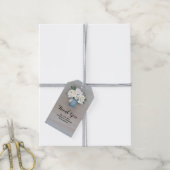 Dusty Blue Floral Rustic Country Wedding Geschenkanhänger (Mit Garn)