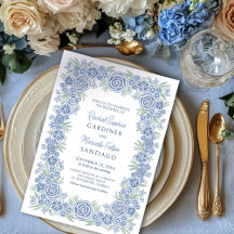 Dusty Blue Floral Rustic Wedding