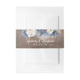 Dusty Blue Floral Rustic Wedding Einladungsbanderole