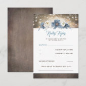 Dusty Blue Floral Rustic Wedding RSVP Karte (Vorne/Hinten)