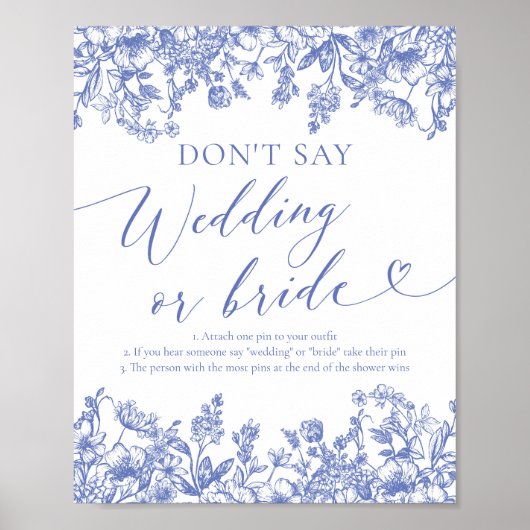 Dusty Blue Floral Sage nicht Hochzeit oder Brautsp Poster (Vorne)