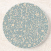Dusty Blue Floral Sandstone Untersetzer (Vorne)