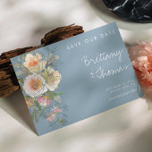 Dusty Blue Floral Save the Date - Aquarell Einladung