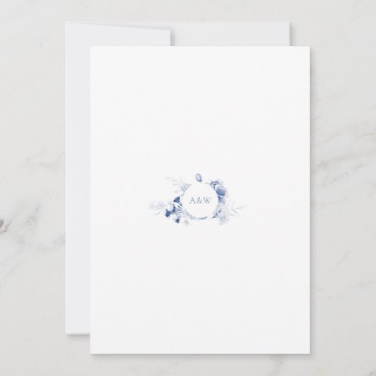 Dusty Blue Floral Save the Date Card Einladung (Rückseite)