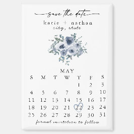 Dusty Blue Floral Save the Date Magnet