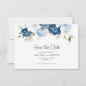 Dusty Blue Floral Save the Date QR Code (Vorderseite)