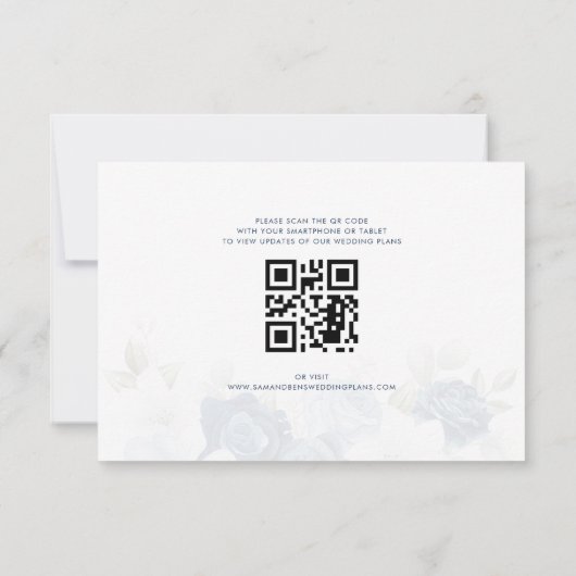 Dusty Blue Floral Save the Date QR Code (Rückseite)