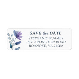 Dusty Blue Floral Save the Date Rücksendeadresse