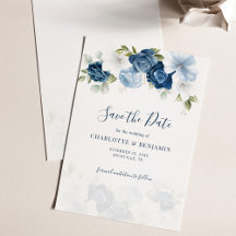 Dusty Blue Floral Script Botanical Wedding