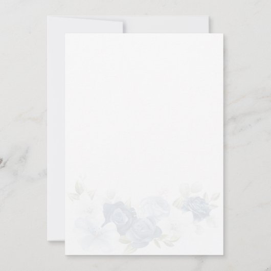 Dusty Blue Floral Script Brautparty Einladung (Rückseite)