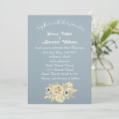 Dusty Blue Floral Script Elegant Boho Einladung (Stehend Vorderseite)