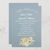 Dusty Blue Floral Script Elegant Boho Einladung (Vorne/Hinten)
