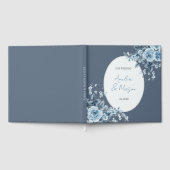 Dusty Blue Floral Script Elegant Wedding  Gästebuch (Voll)