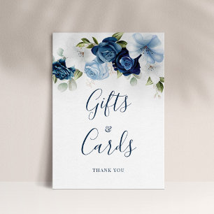 Dusty Blue Floral Script Geschenke und Karten Hoch Poster