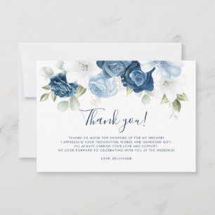Dusty Blue Floral Script handschrift Letter Weddin Dankeskarte