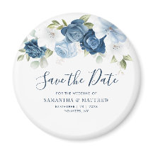 Dusty Blue Floral Script Keepake Save the Date