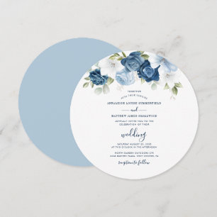 Dusty Blue Floral Script Moderne Hochzeit Einladung