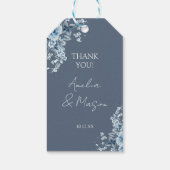 Dusty Blue Floral Script Wedding Geschenkanhänger (Rückseite)