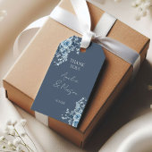 Dusty Blue Floral Script Wedding Geschenkanhänger