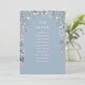 Dusty Blue Floral Seating Plan Tischnummer (Stehend Vorderseite)
