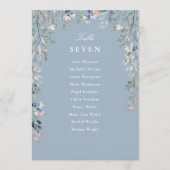 Dusty Blue Floral Seating Plan Tischnummer (Vorderseite)