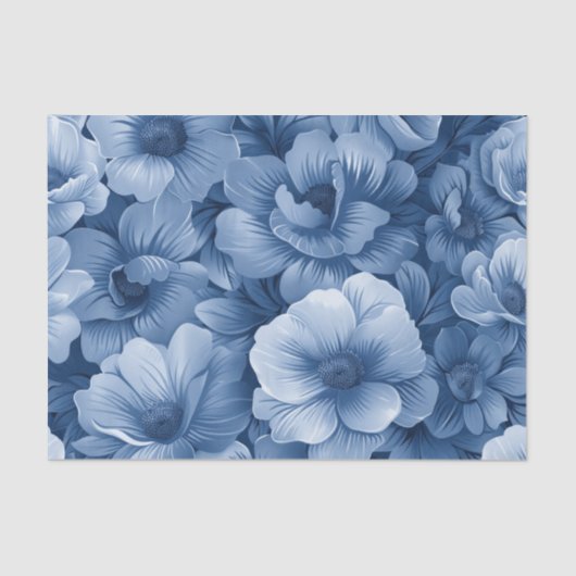 Dusty Blue Floral Seidenpapier (Vorderseite)