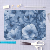 Dusty Blue Floral Seidenpapier (Handwerk)