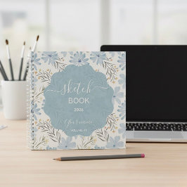 Dusty Blue Floral Sketchbook Notizblock
