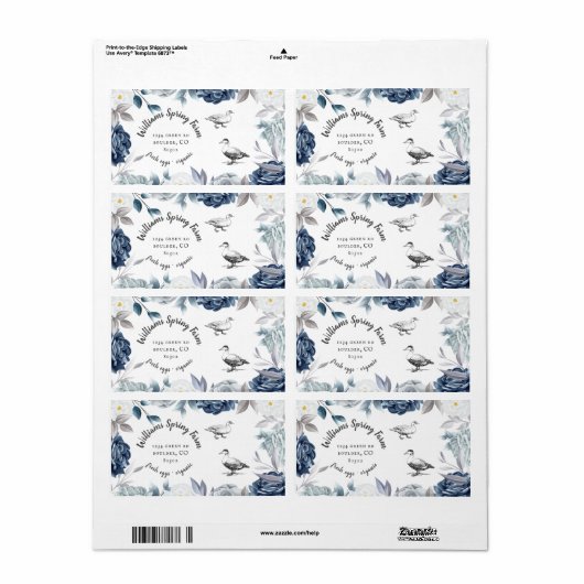 Dusty blue floral skriptingente Ente Egg Carton (Vorne)